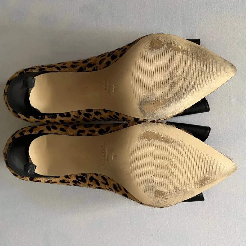 Kate Spade NY Vibo Leopard Print Real Fur Pumps Size 7M - Picture 6 of 7